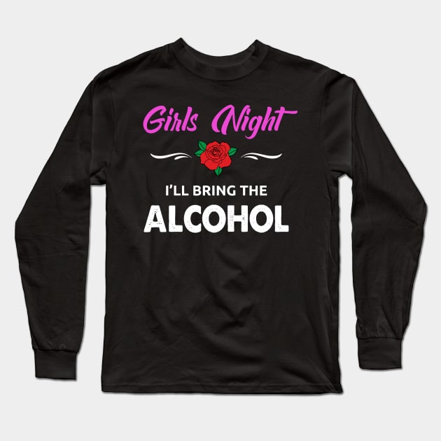 Girls Night Alcohol designs Long Sleeve T-Shirt by KuTees